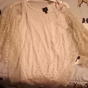 Pink shirt with gold Polka-dots